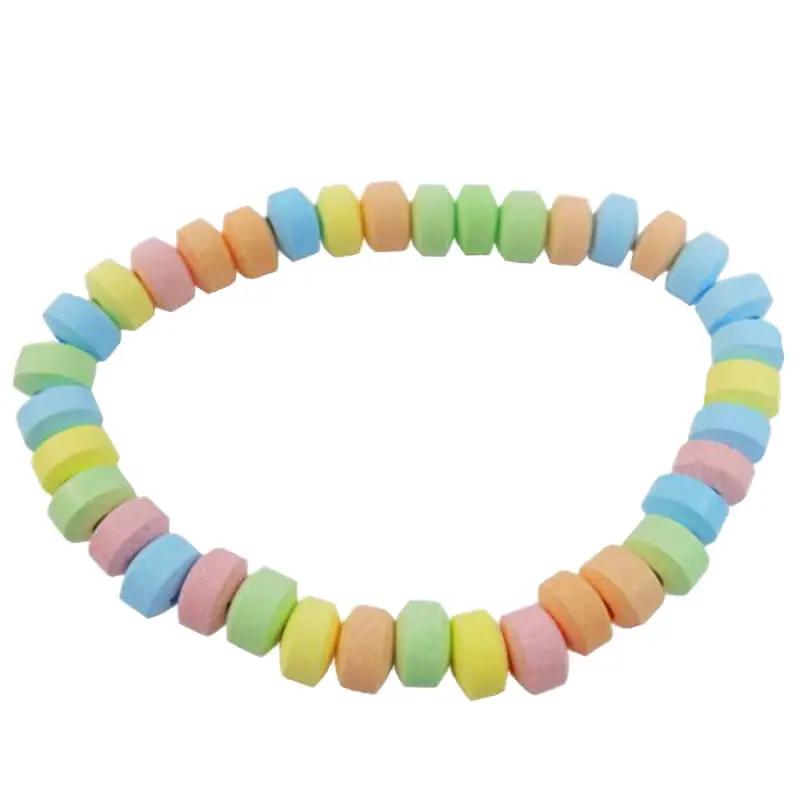 Candy Necklace Blue Pastel Colored Background Stock Photo by